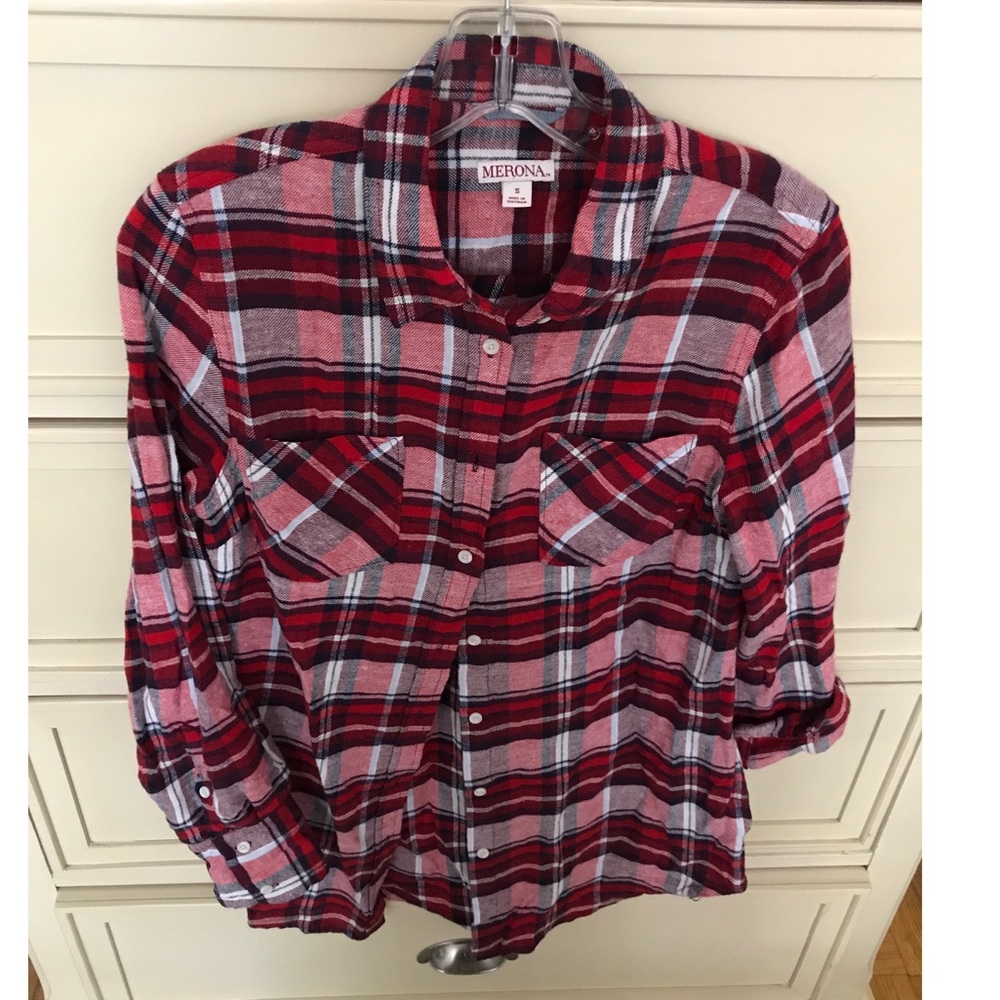 Merona Plaid Flannel Long Sleeve Button-Down Top